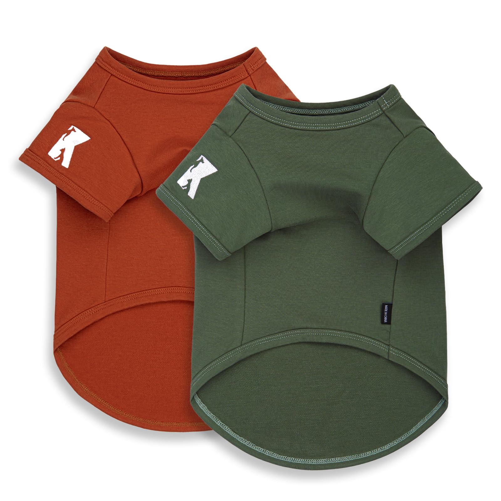 Camiseta Koneseve para perro color óxido, vista frontal, comodidad diaria para paseos