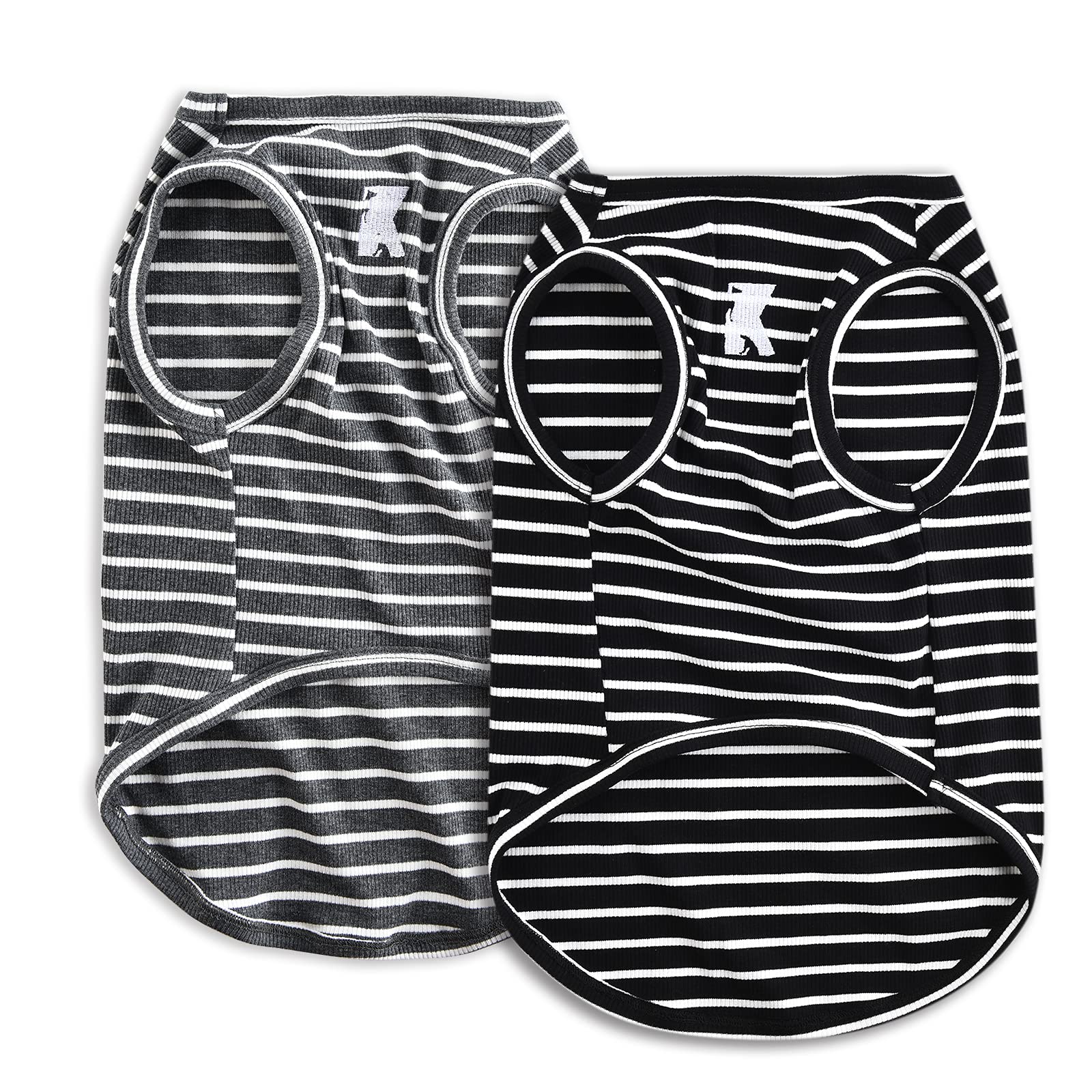 Koneseve camiseta perro sin mangas rayas negro, ligera y transpirable para paseo diario.