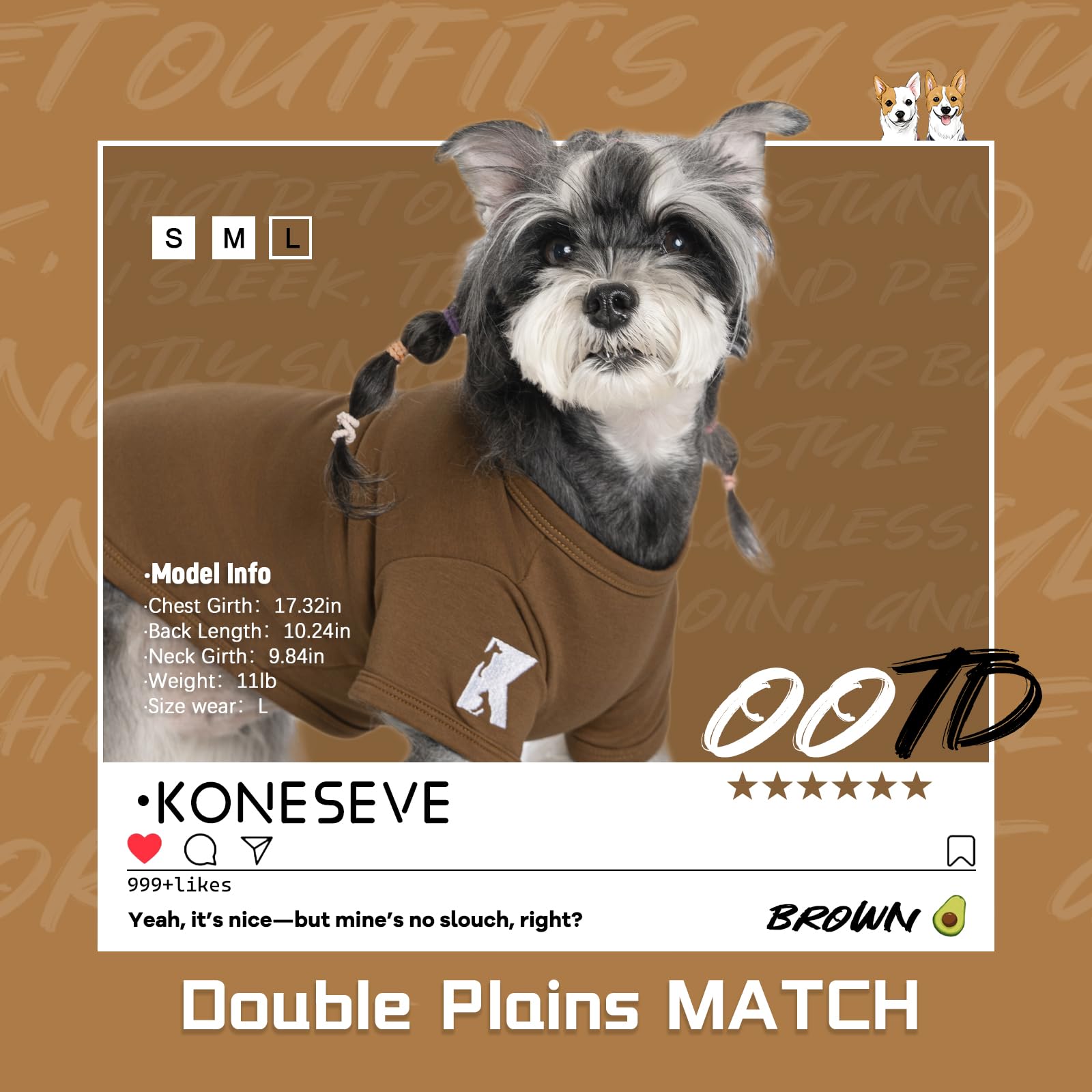 Camisetas Koneseve para perro dos piezas tejido suave para uso diario.