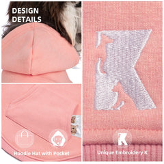 Koneseve sudadera-perro-capucha-rosa-bolsillo, bolsillo práctico para objetos pequeños.