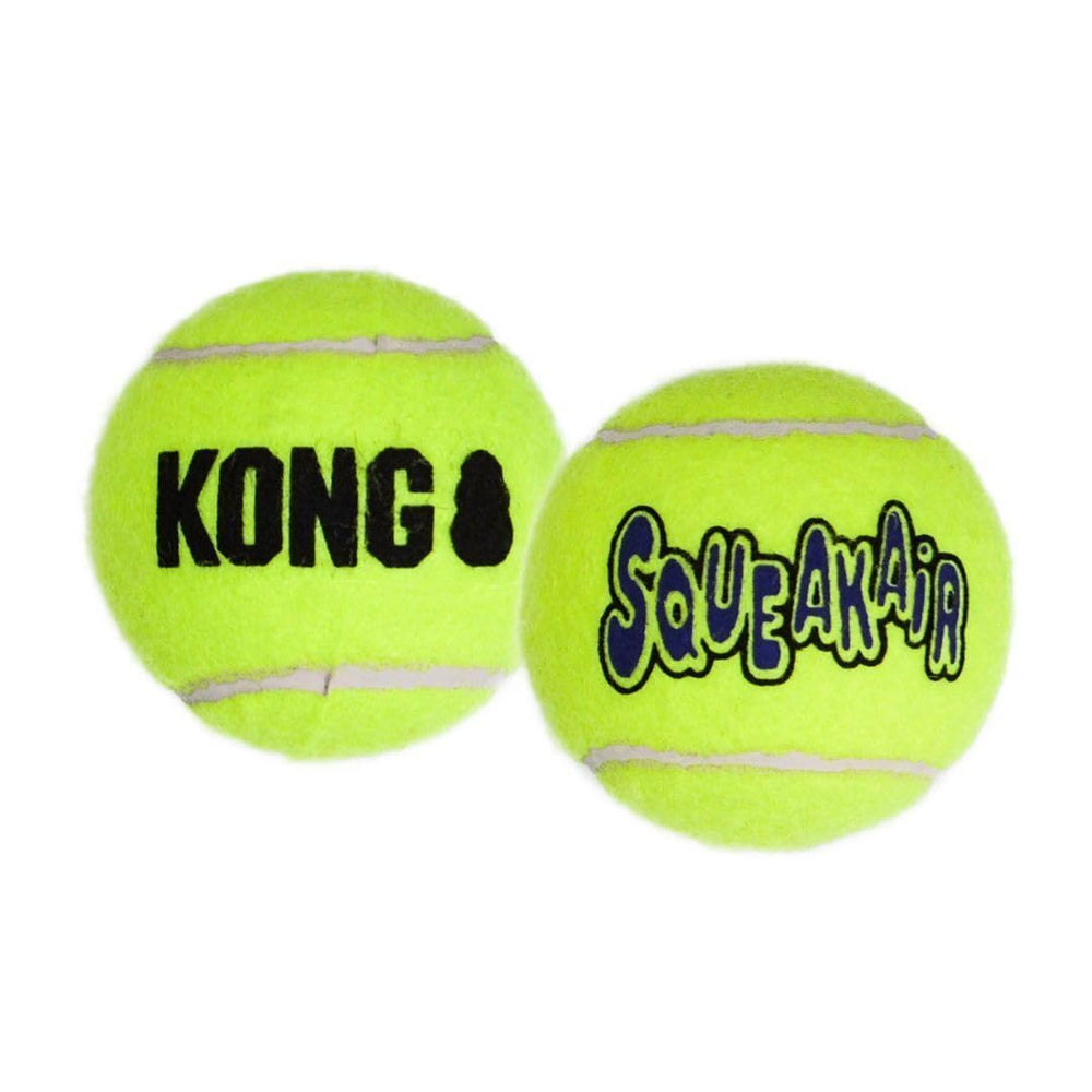 KONG Air Dog Squeaker Pelota de Tenis XL, detalle del chirriador para estimulación.