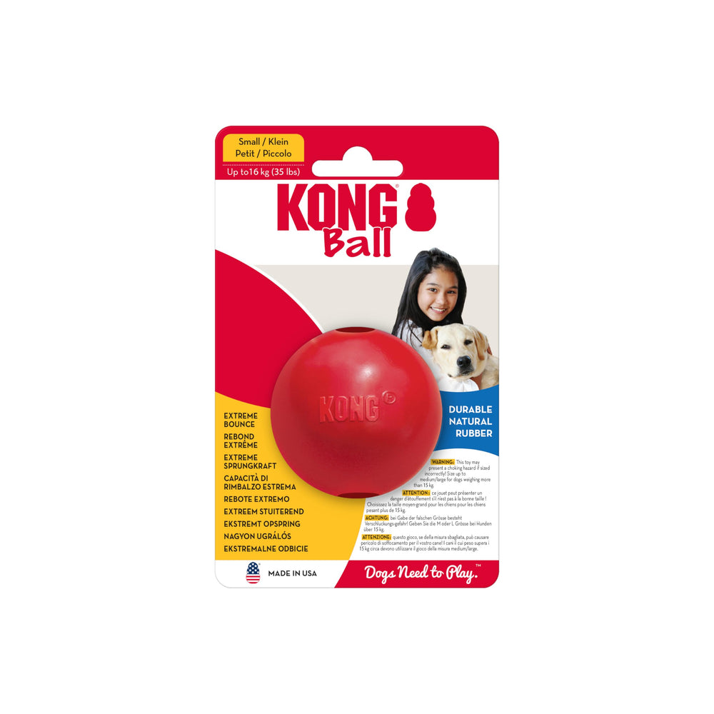 KONG Ball con Hueco: juguete para buscar y entrenar con goma duradera.