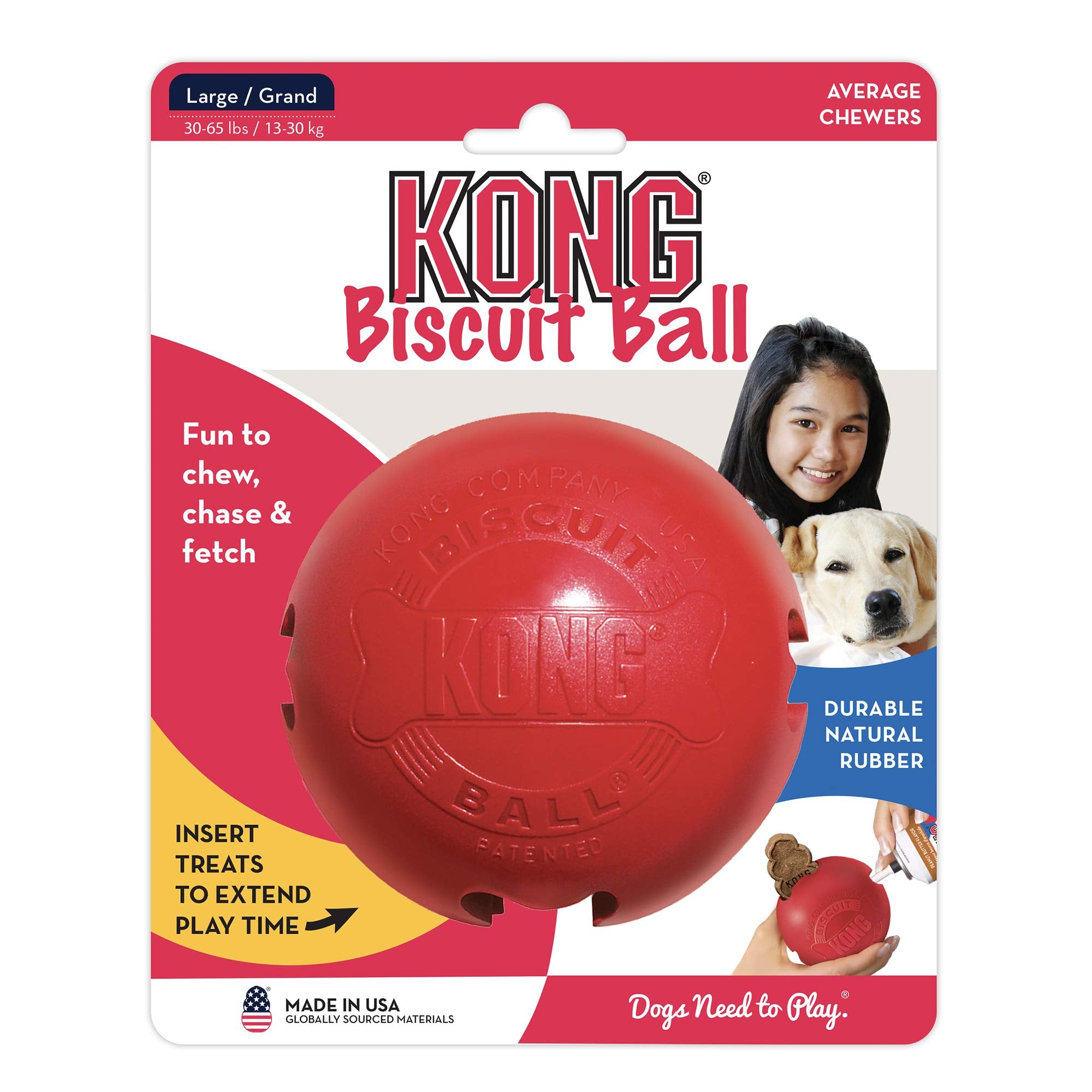 KONG Bola de galleta: ideal para buscar, perseguir y brindar entretenimiento.