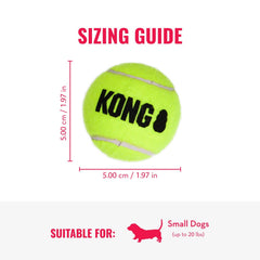 Pelotas SqueakAir de KONG con material no abrasivo para dientes.