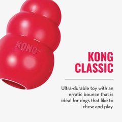 KONG Classic para rellenar con premios, prolonga la distracción.