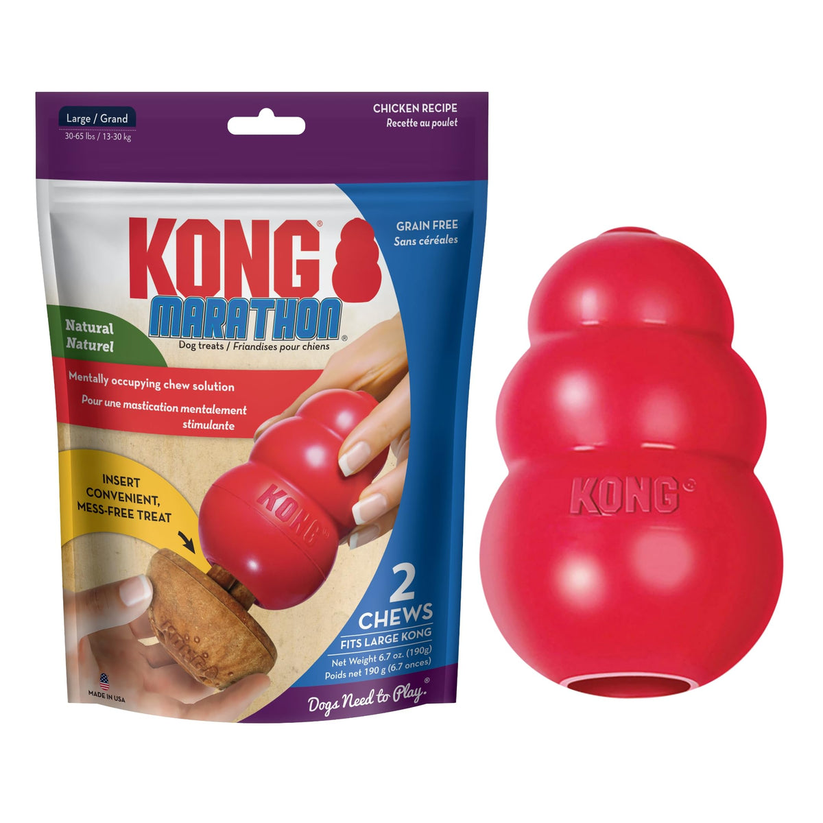 KONG Classic con diseno rojo duradero para masticar.