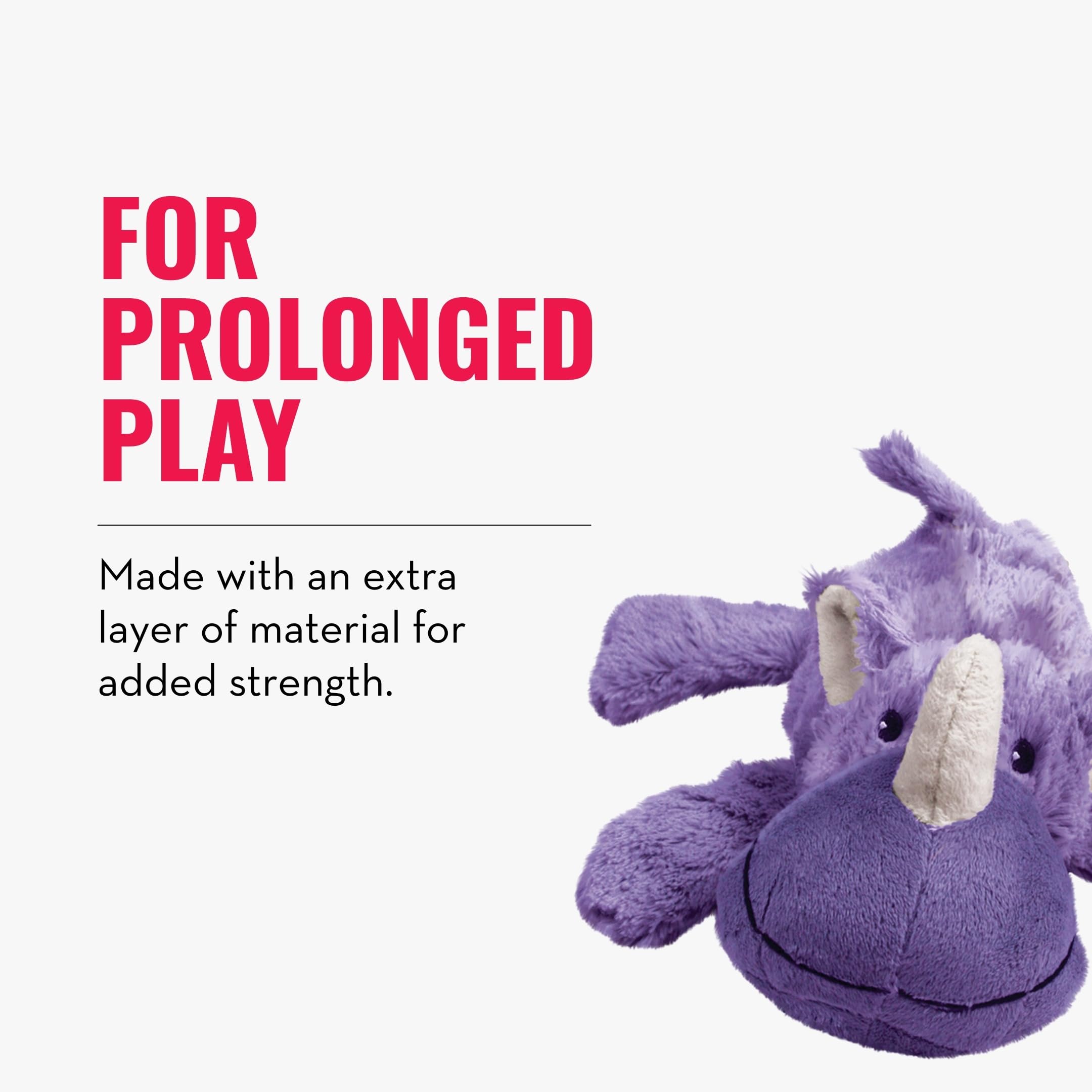 KONG Cozie Rosie Rhino, cara llamativa para atraer la atención del perro.