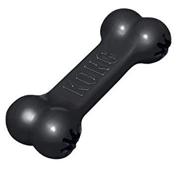 KONG Dog Goodie Bone Extreme, dos unidades negras, estimula la masticación para perros activos