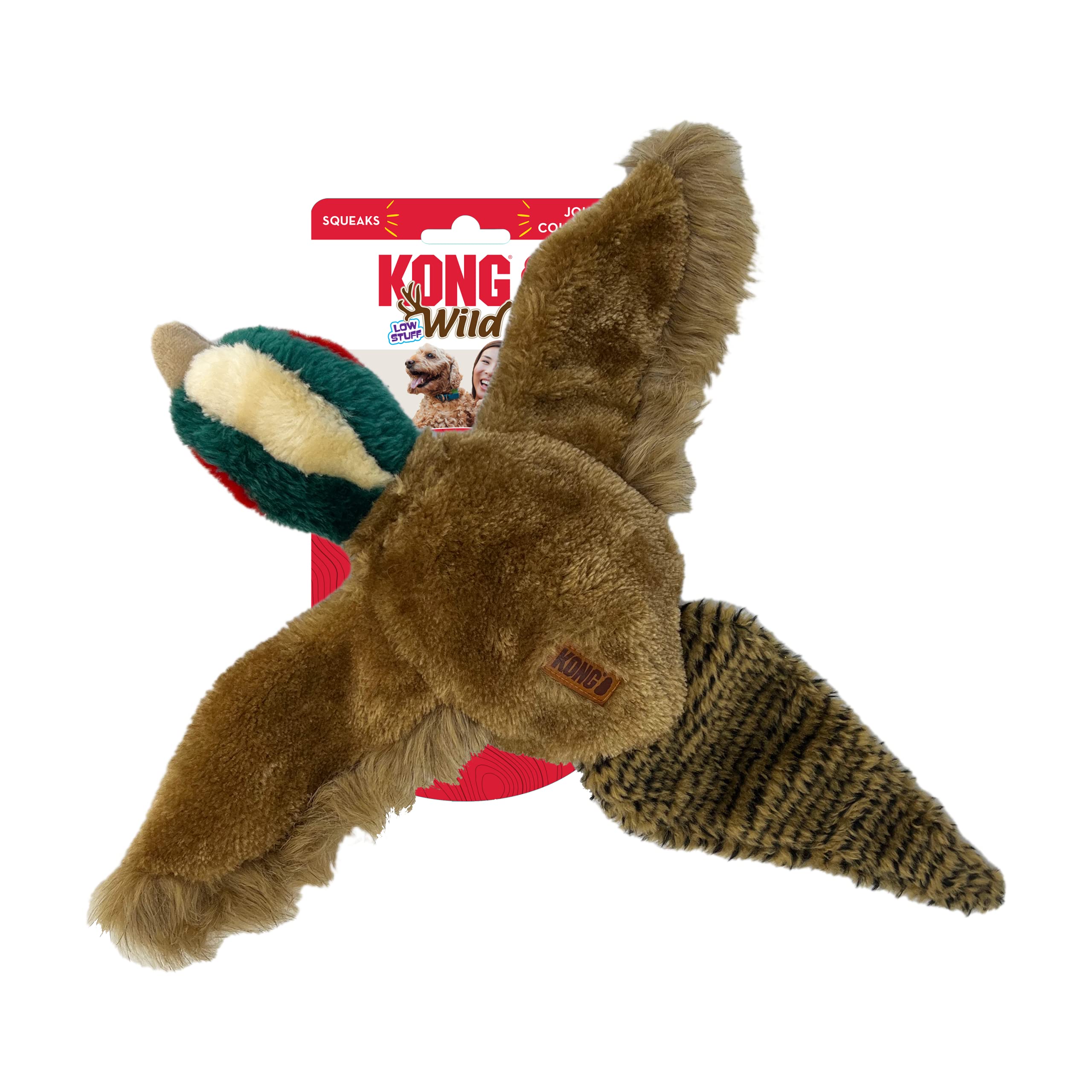KONG faisán: cuerpo flexible para sacudir y jugar con perros.