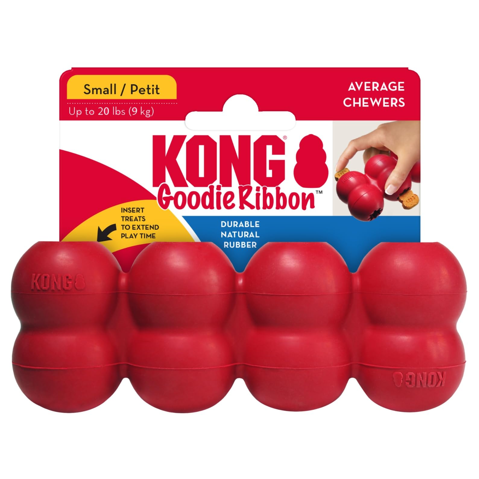 KONG Goodie Ribbon, recomendado para perros pequeños, inteligencia y entretenimiento.