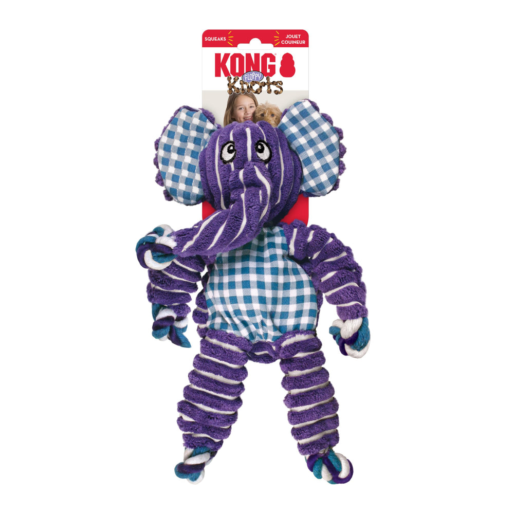 KONG Floppy Knots: juguete con sonajero de cuerda para perros medianos