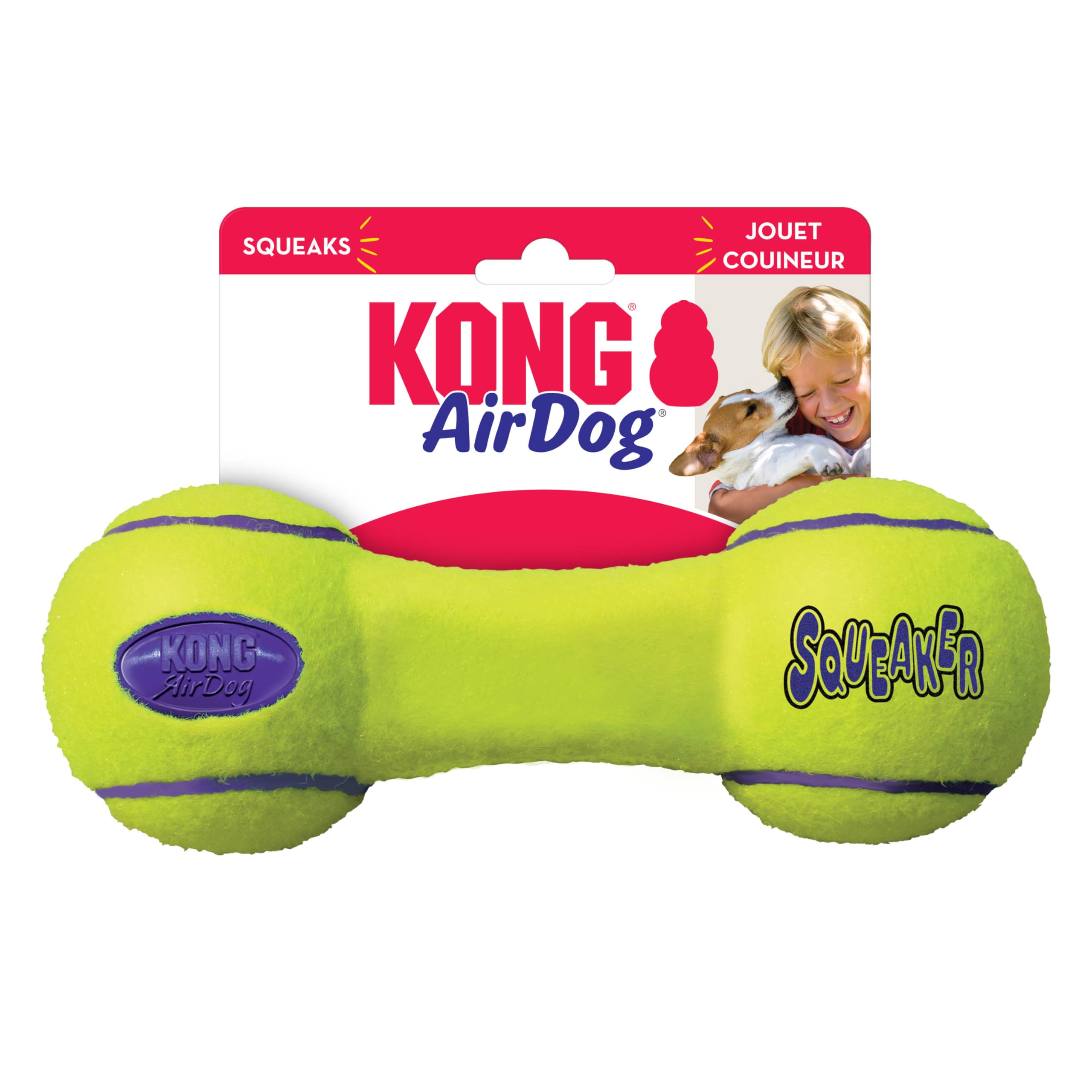 KONG Air Dog Mancuerna Sonajero, ideal para lanzamiento y traer sin dañar los dientes.