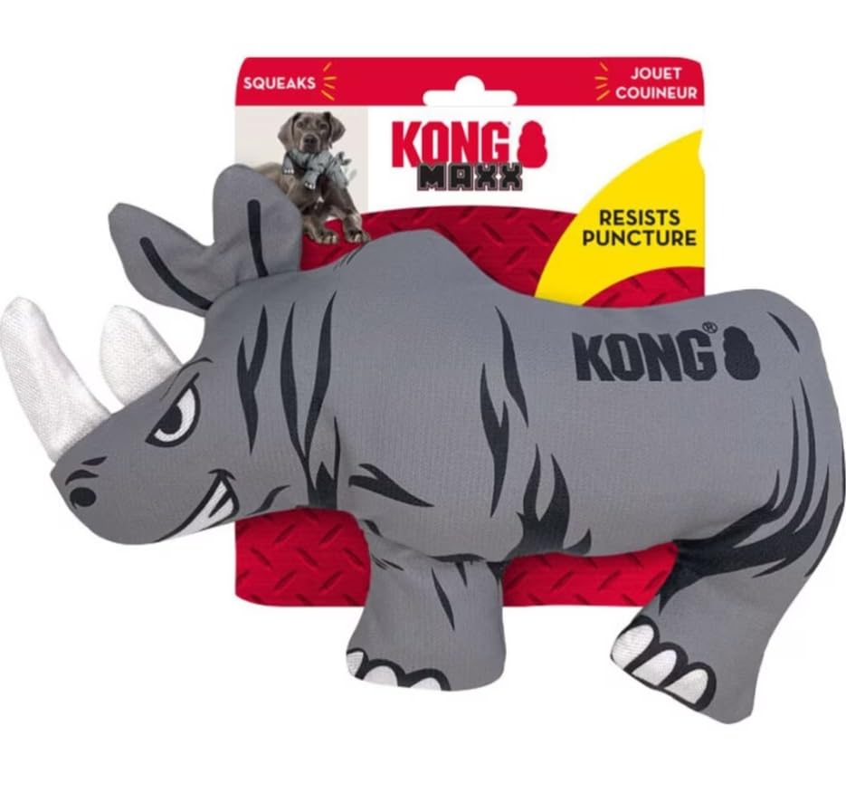 KONG Maxx Ballistic rinoceronte grande, juguete duradero para juego intenso.