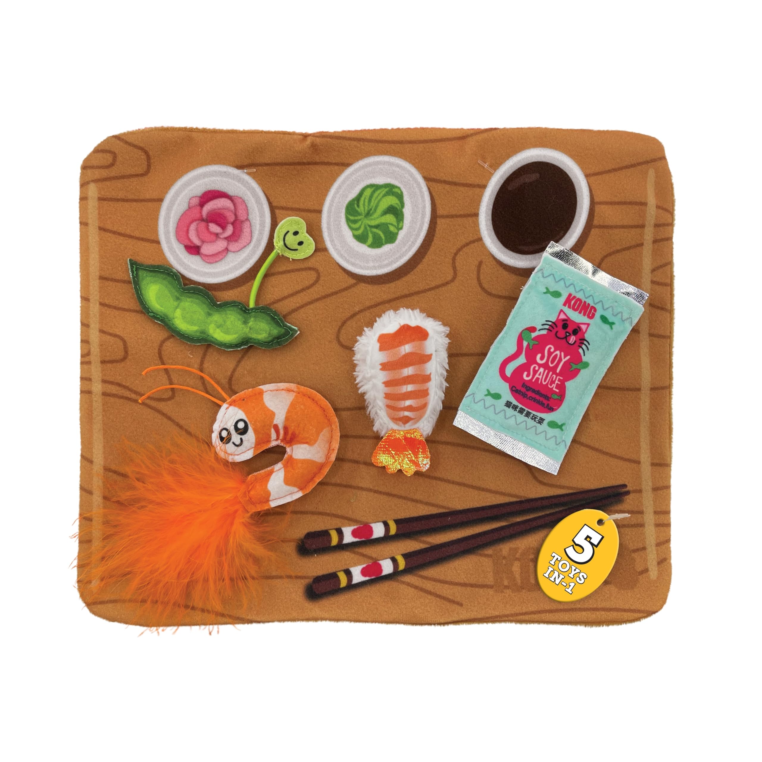KONG Pull-A-Partz Sushi: tabla sushi crujiente para lucha suave y juego activo.