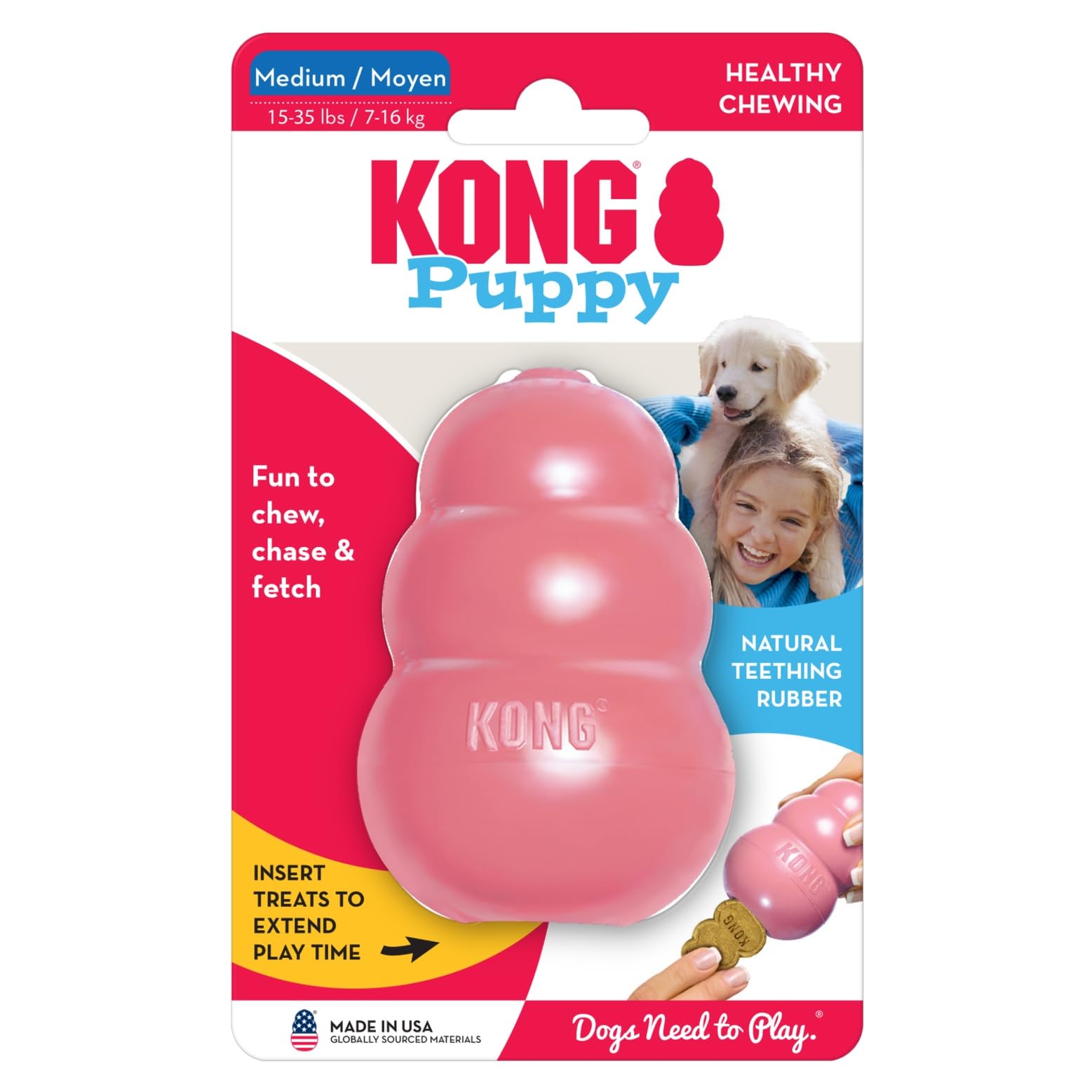 KONG Puppy durabilidad para cachorros rosa bajo supervisión