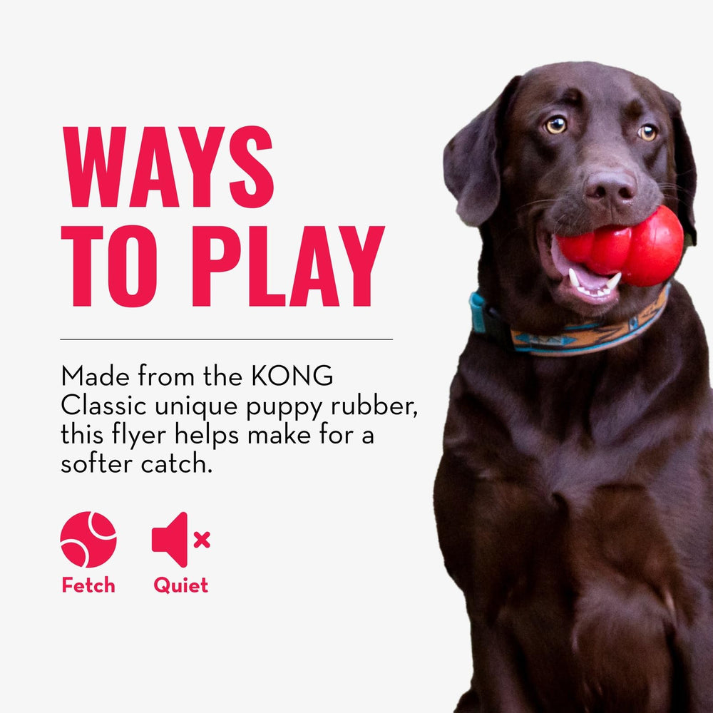 KONG Puppy Flyer diseño seguro, duradero y adecuado para cachorros en crecimiento.
