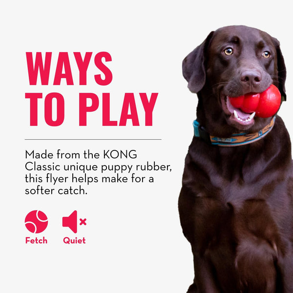 KONG Puppy Flyer diseño seguro, duradero y adecuado para cachorros en crecimiento.