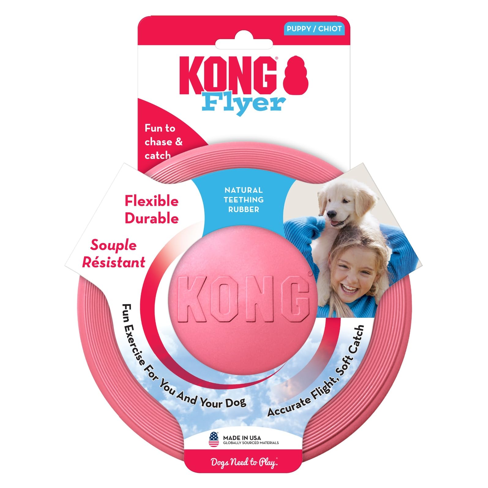 KONG Puppy Flyer de confianza, calidad probada para cachorros pequeños.