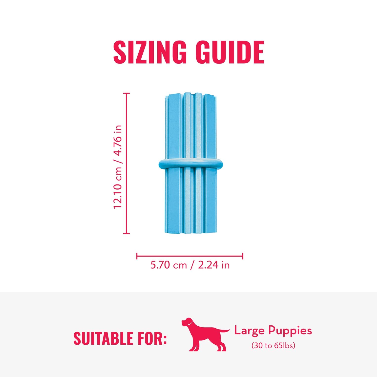 KONG Puppy Teething Stick favorece la limpieza dental durante el juego.