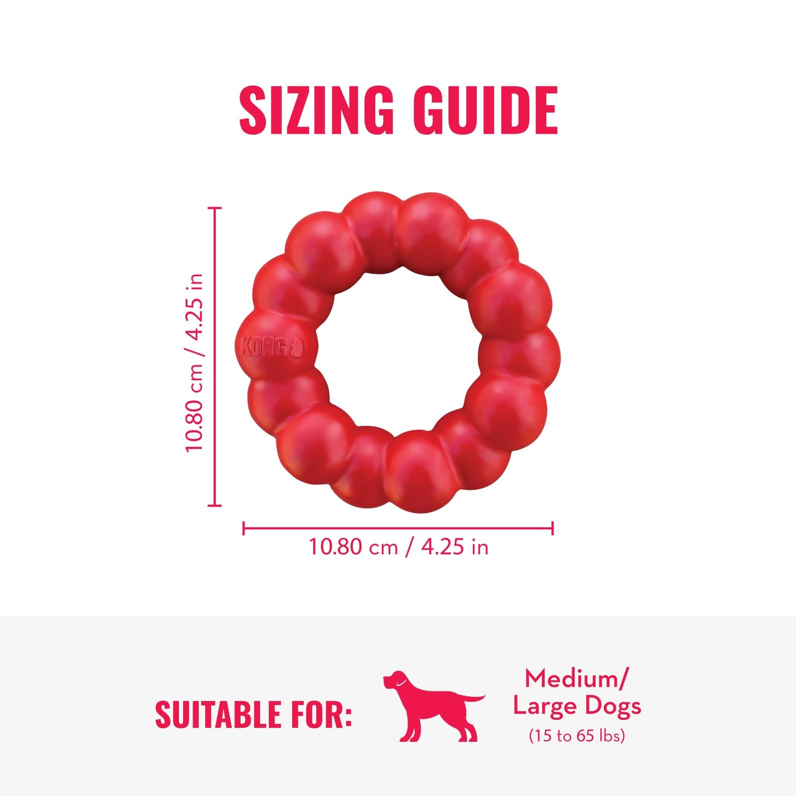 KONG anillo de goma natural, duradero y apto para masticación prolongada