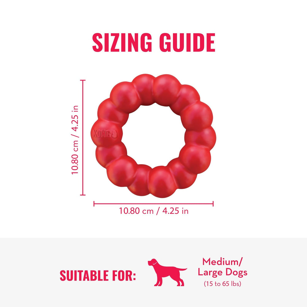 KONG anillo de goma natural, duradero y apto para masticación prolongada