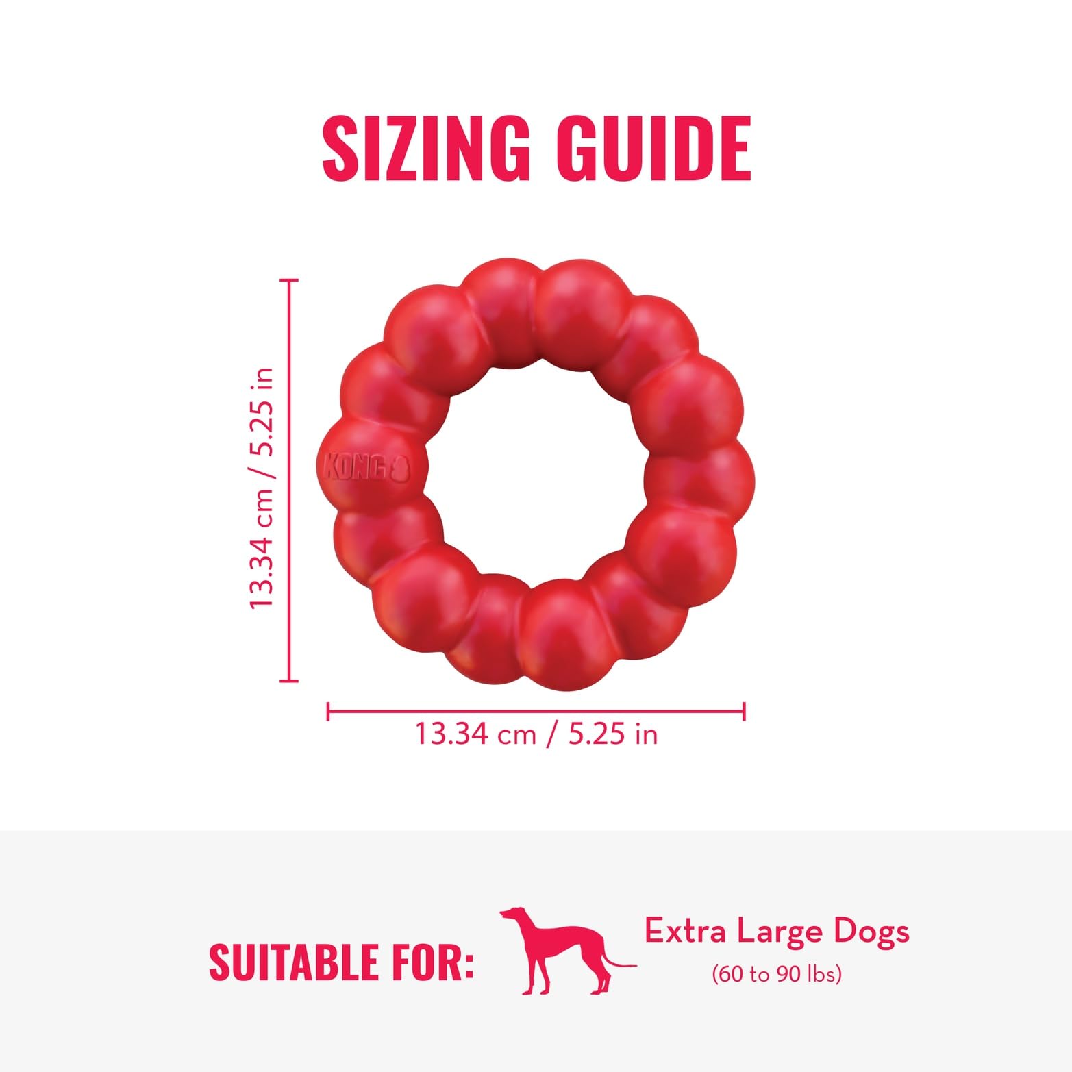 KONG Ring XL: tamaño XL ideal para perros grandes.
