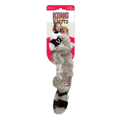 KONG Scrunch Knots Raccoon sin relleno facilita la limpieza después del juego.