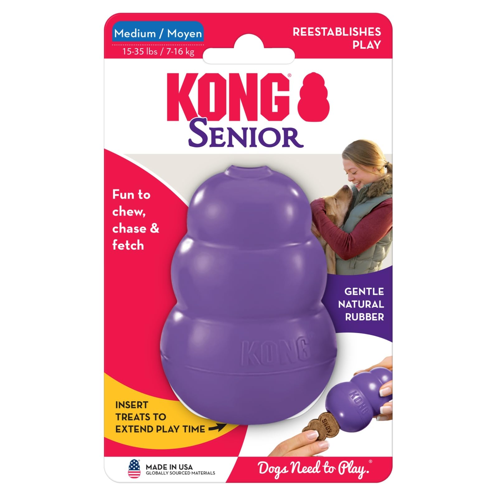 KONG Senior: recomendado para perros medianos a mayores tamaños.