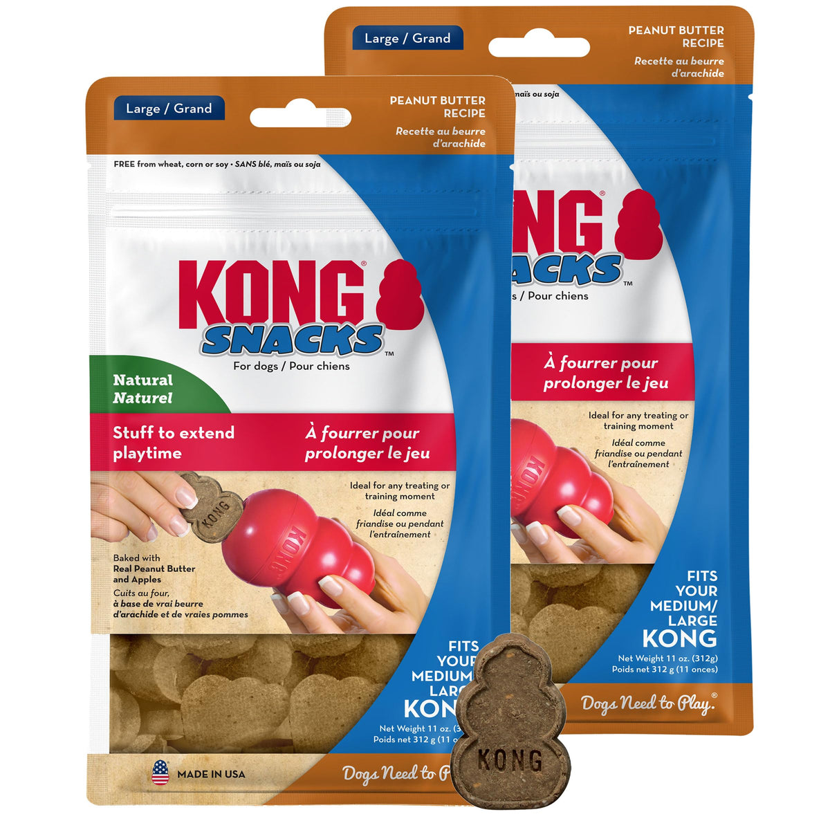 KONG Snacks 2-Pack con variedad de sabores para premiar durante entrenamiento y juego