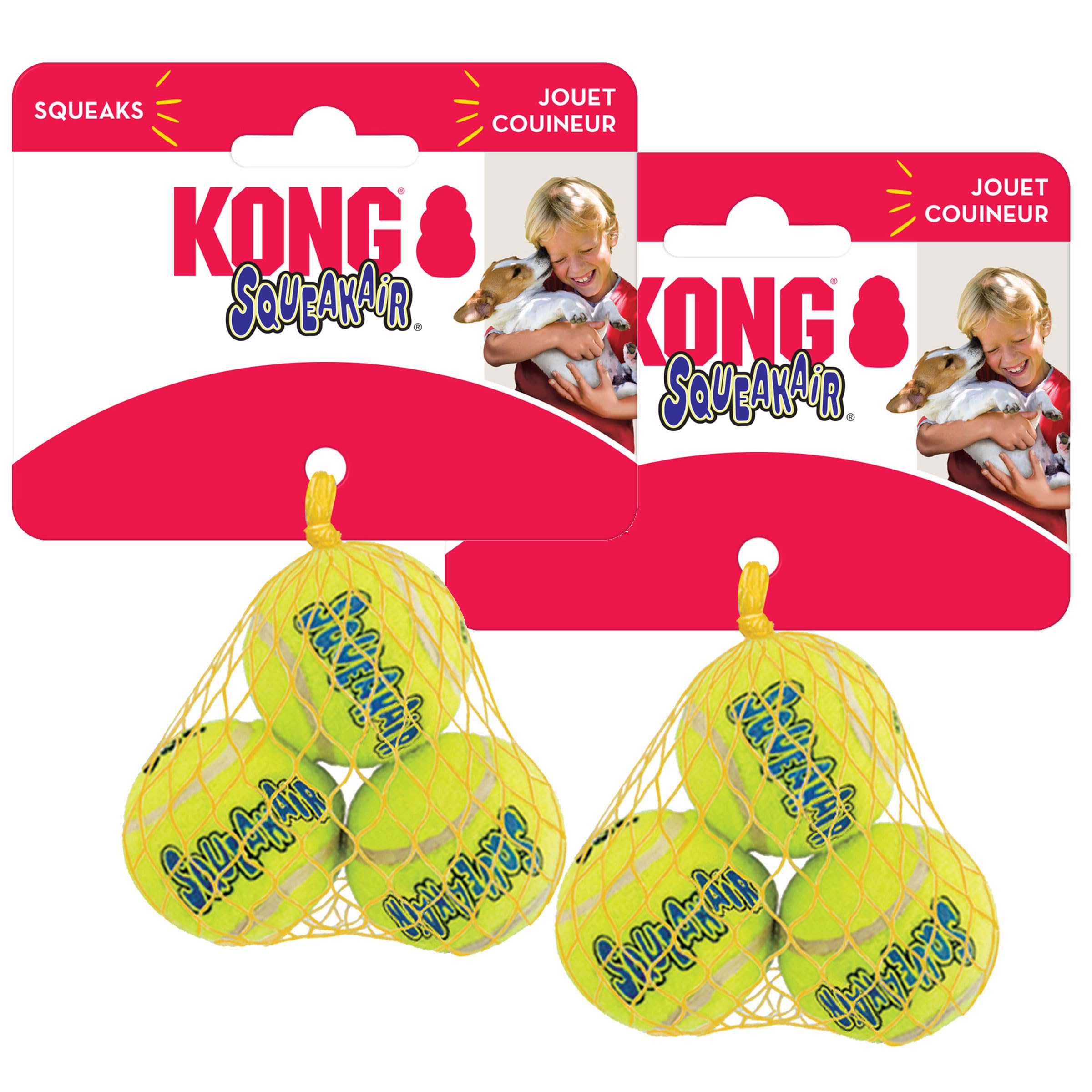 KONG Squeakair Ball: pelotas de tenis con chirrido para juegos de traer