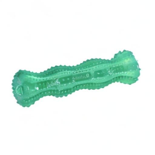 KONG Squeezz Dental Stick, relleno con golosinas, mejora la interacción durante el juego.