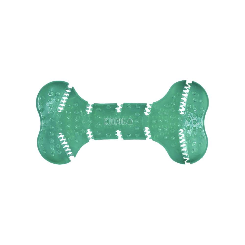 KONG Squeezz, hueso dental texturizado, favorece la limpieza dental durante el juego.