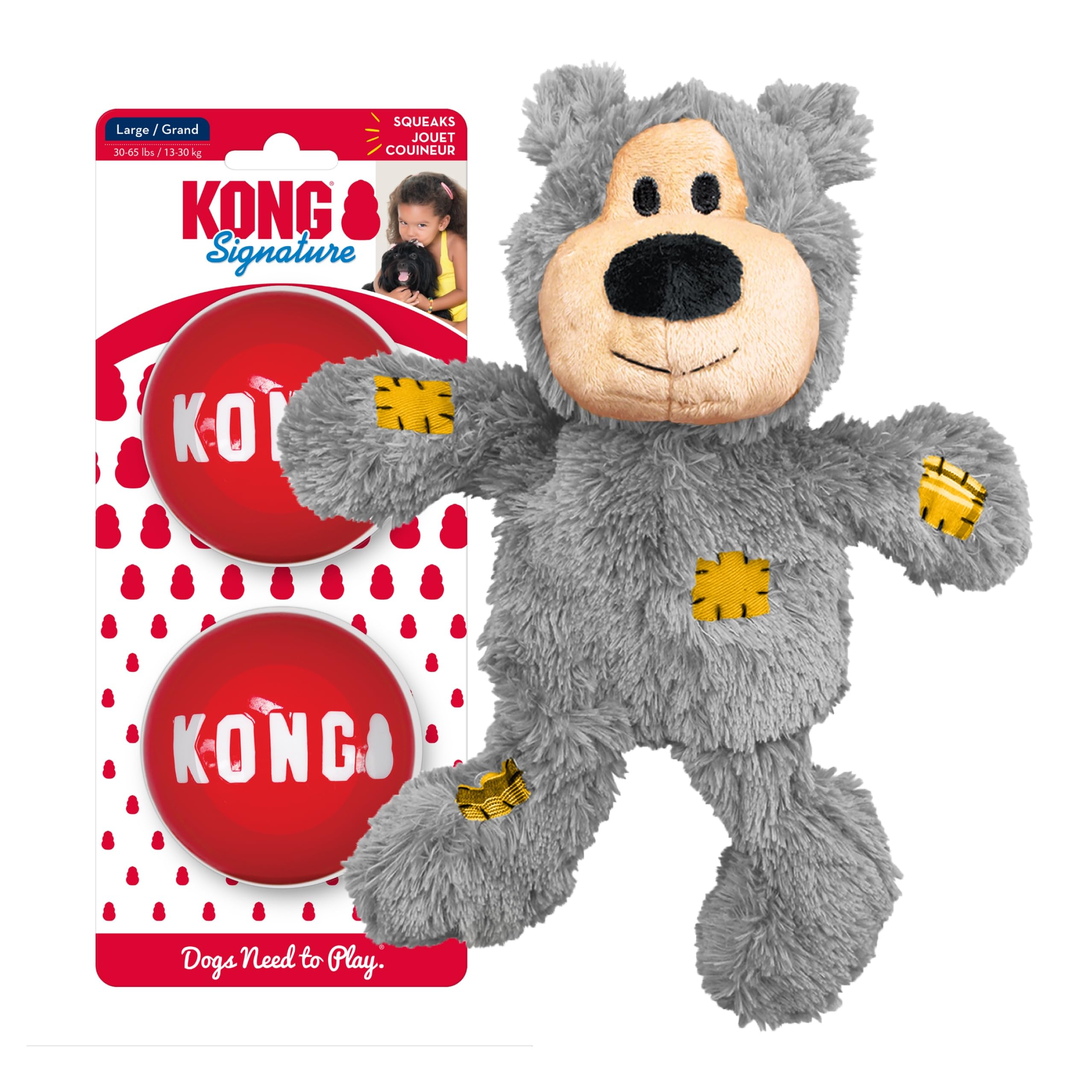 KONG Wild Knots Bear: peluche suave con cuerda interior para masticar y jugar.