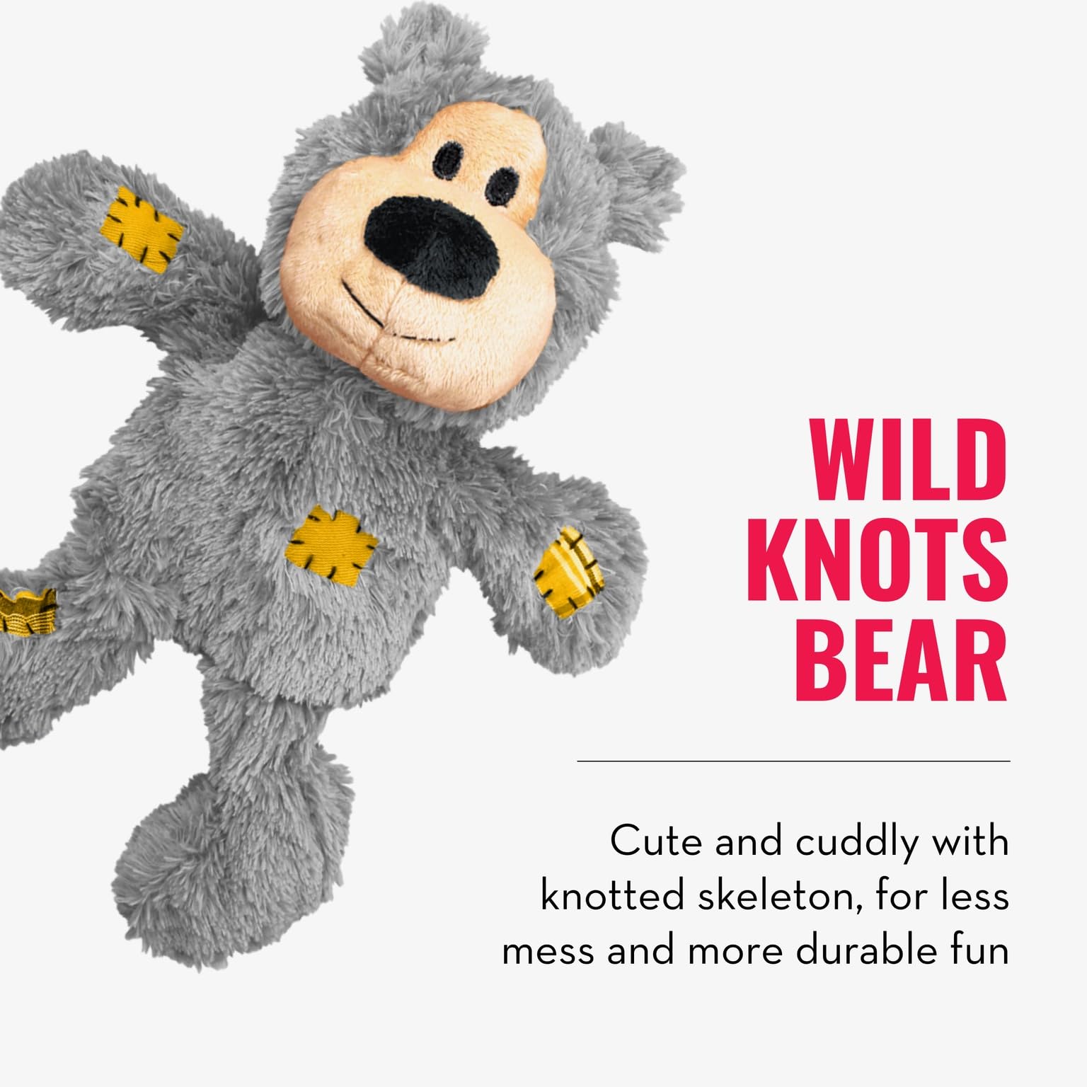 KONG Wild Knots Bear: peluche con relleno mínimo para menos desorden.