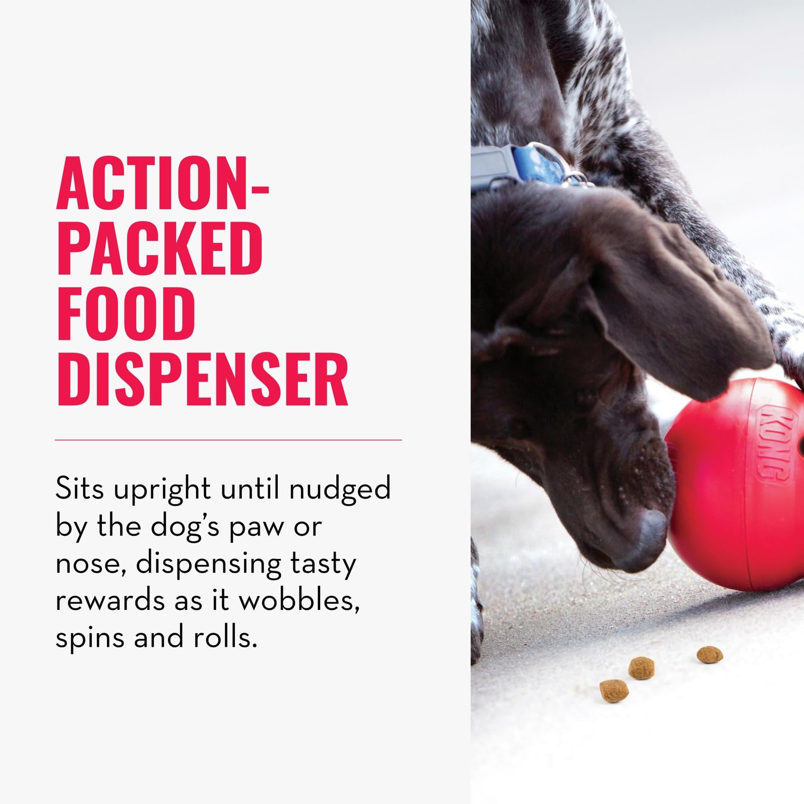 KONG Wobbler dispensador de alimentos para perros pequeños y activos.