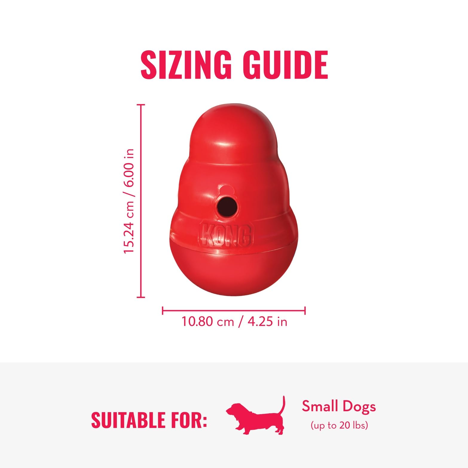 KONG Wobbler diseño resistente para morder durante el juego.