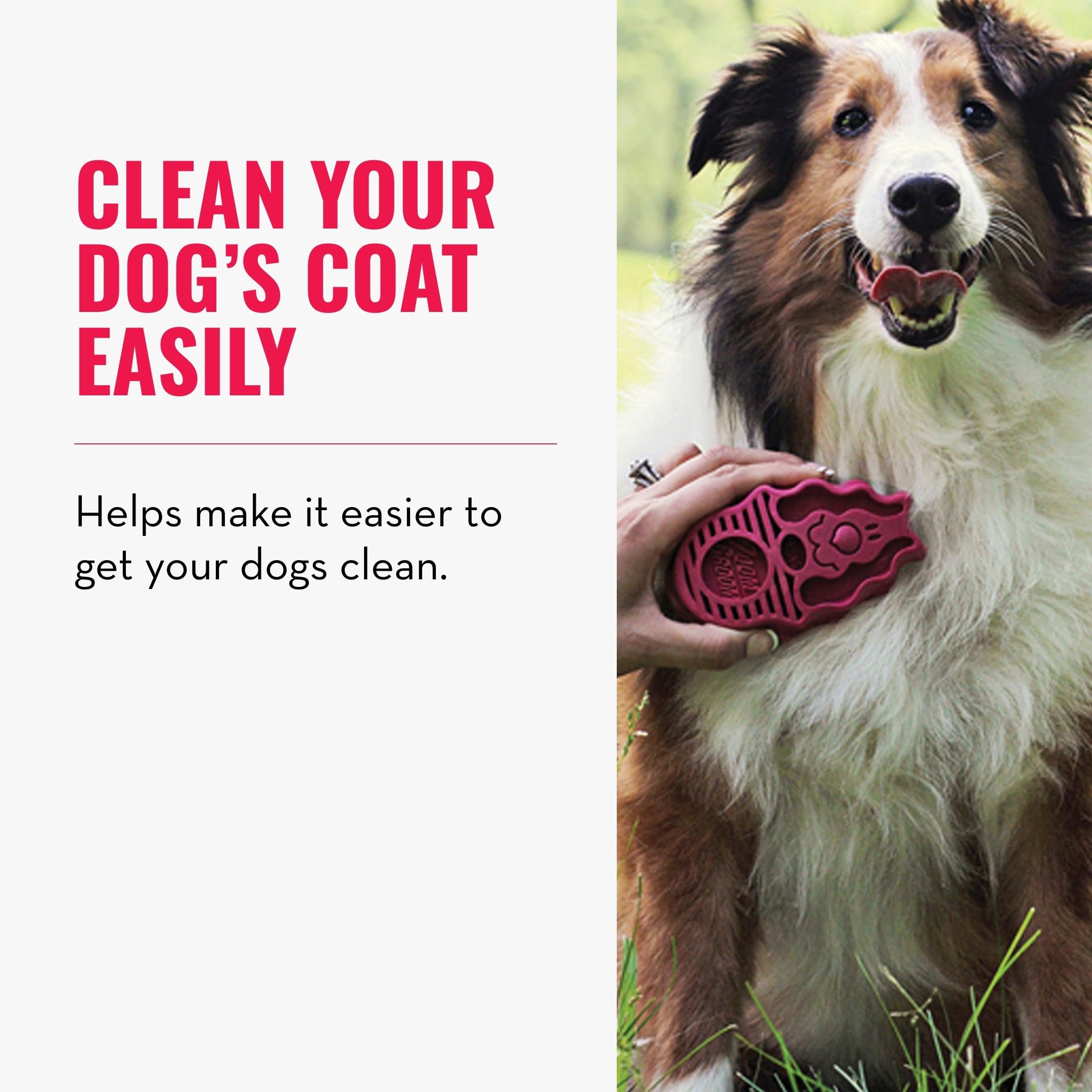 KONG ZoomGroom uso-con-champu, facilita limpieza suave durante el baño.