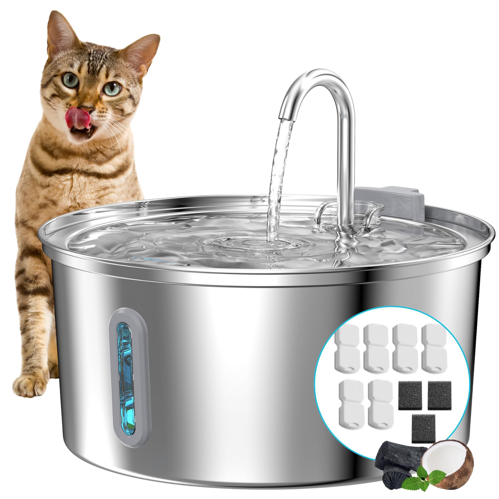 KOOGMOON fuente para gatos con capacidad 3,2 L, garantiza agua fresca para tu compañero