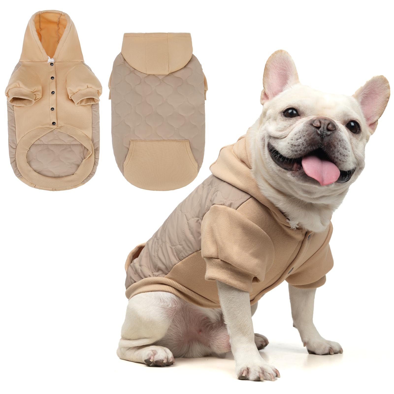 KOOLTAIL abrigo invernal para perros pequeños, vista frontal, protege del frío.