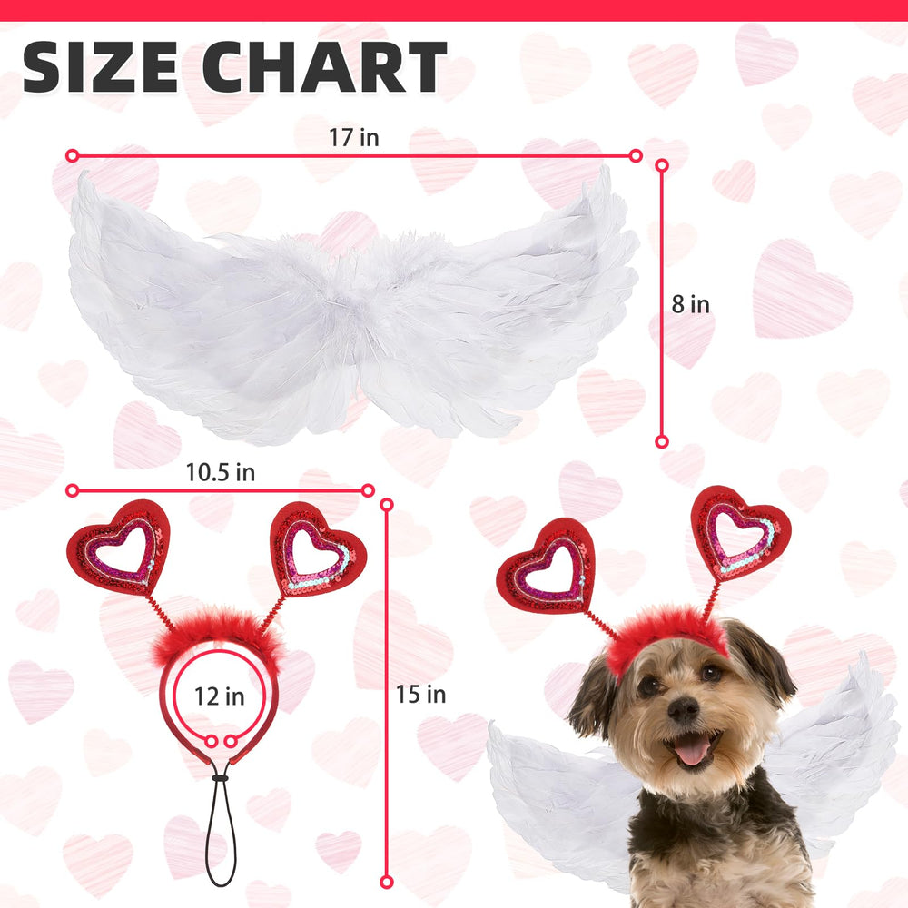 KOOLTAIL alas blancas de plumas para perro, apariencia romántica para San Valentín.