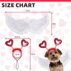 KOOLTAIL alas blancas de plumas para perro, apariencia romántica para San Valentín.