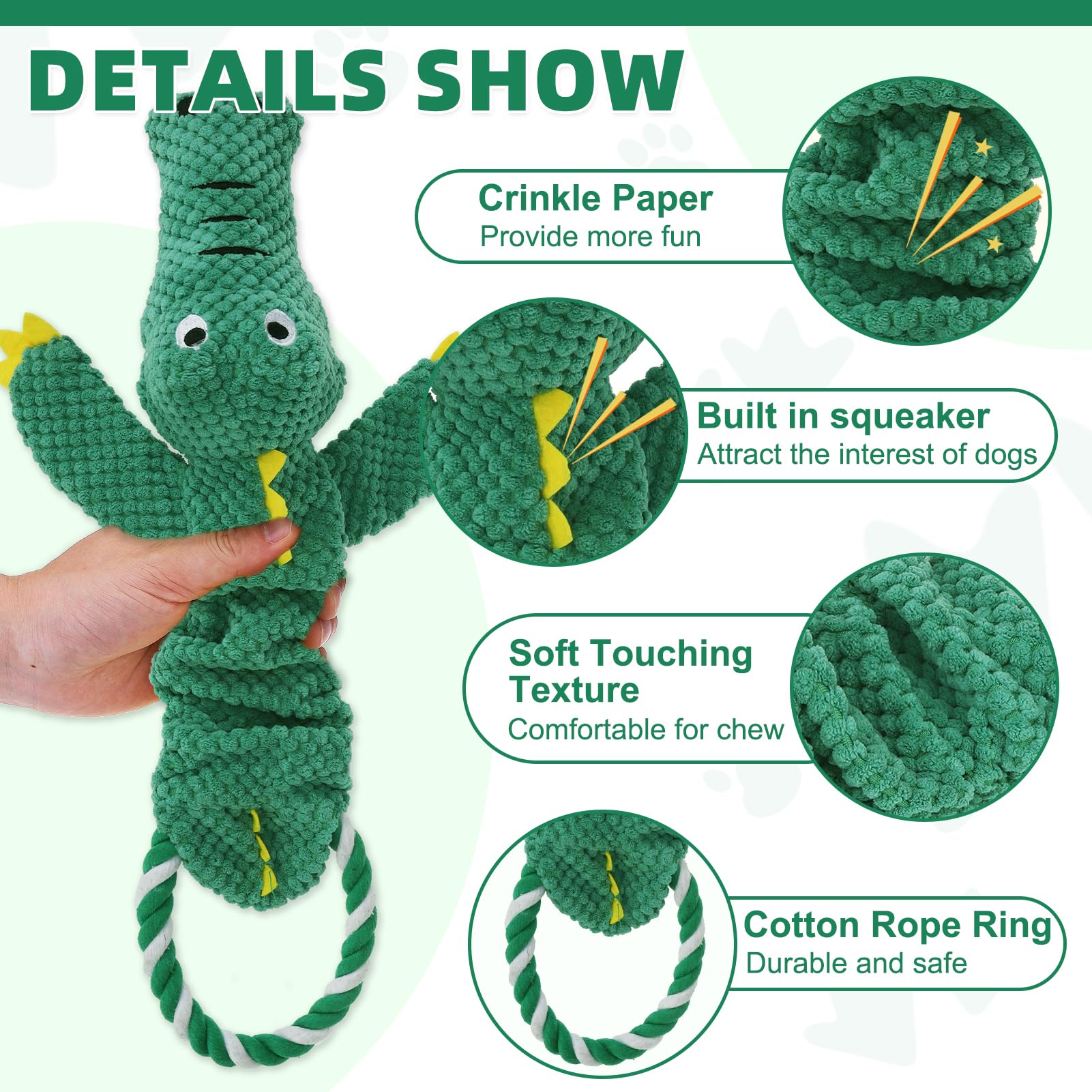 KOOLTAIL aligator: mordedor suave y resistente con costuras reforzadas para juego duradero