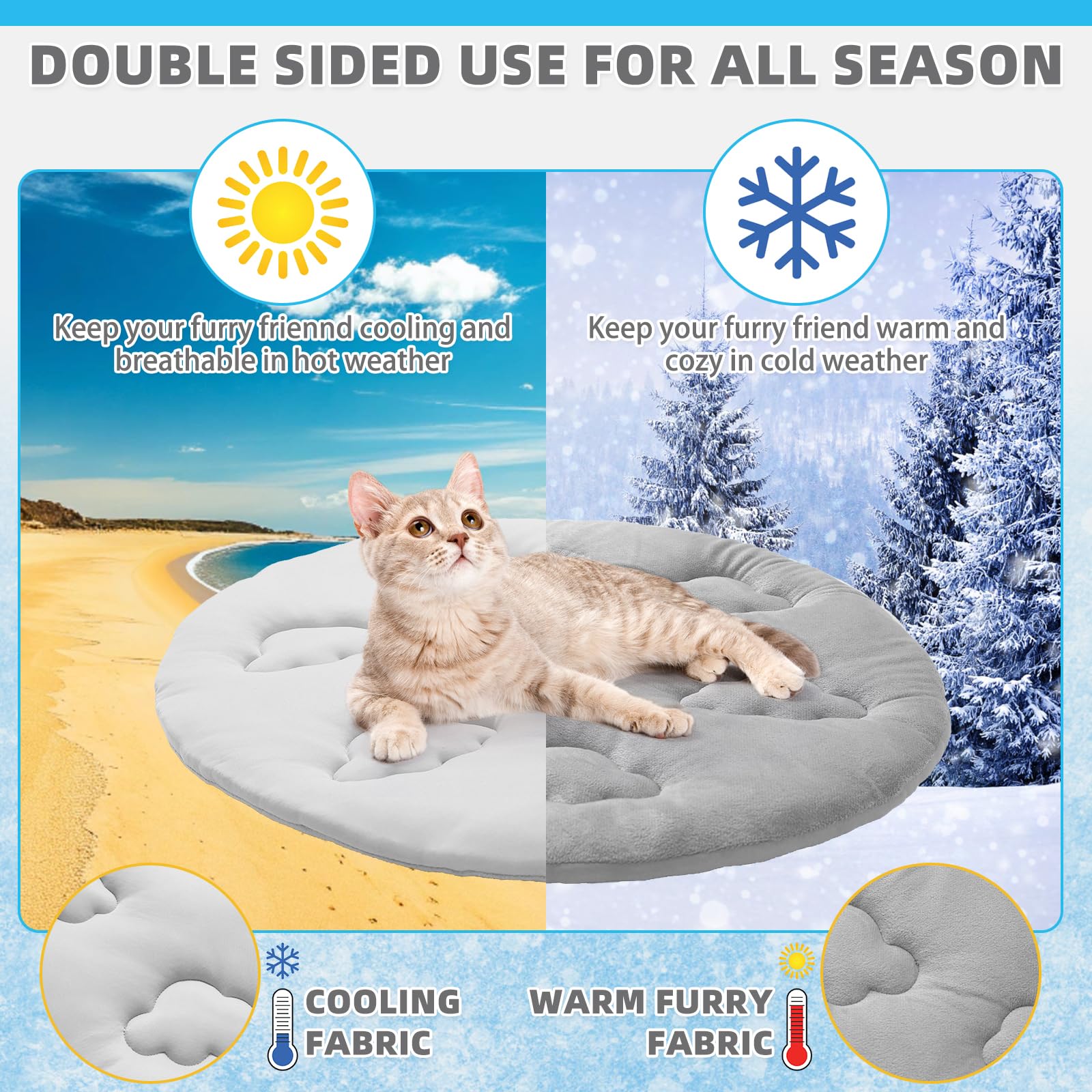KOOLTAIL almohadilla doble cara, impresión nube-gris, uso cómodo para mascotas