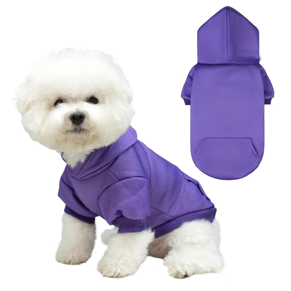 KOOLTAIL Basic Dog Hoodie, frente con orificio para correa y bolsillo práctico.
