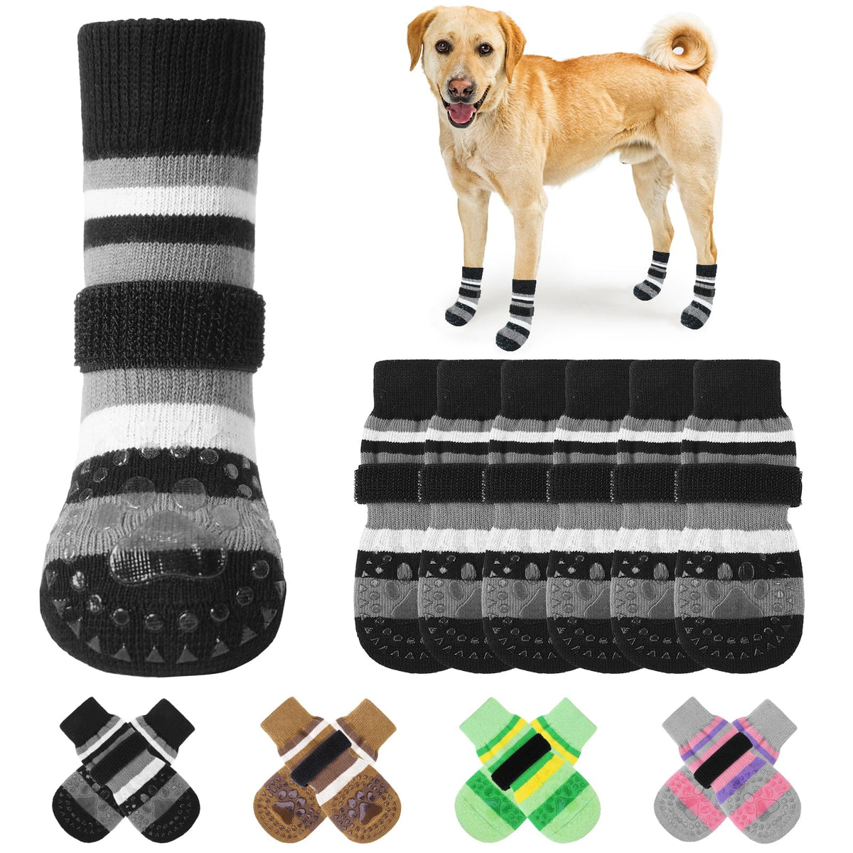 KOOLTAIL calcetines antideslizantes para perro, agarre seguro en suelos lisos