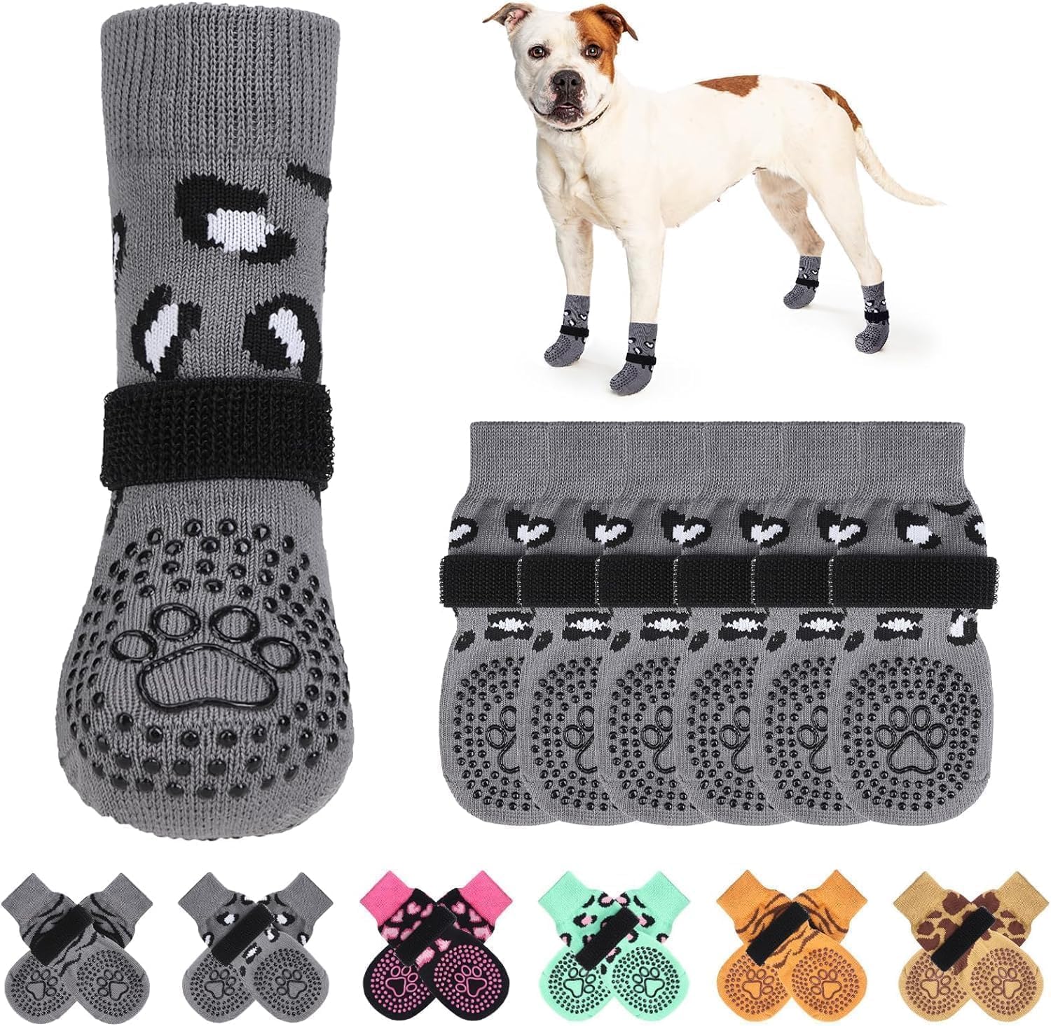 KOOLTAIL calcetines antideslizantes para perros con agarre doble en suelos lisos
