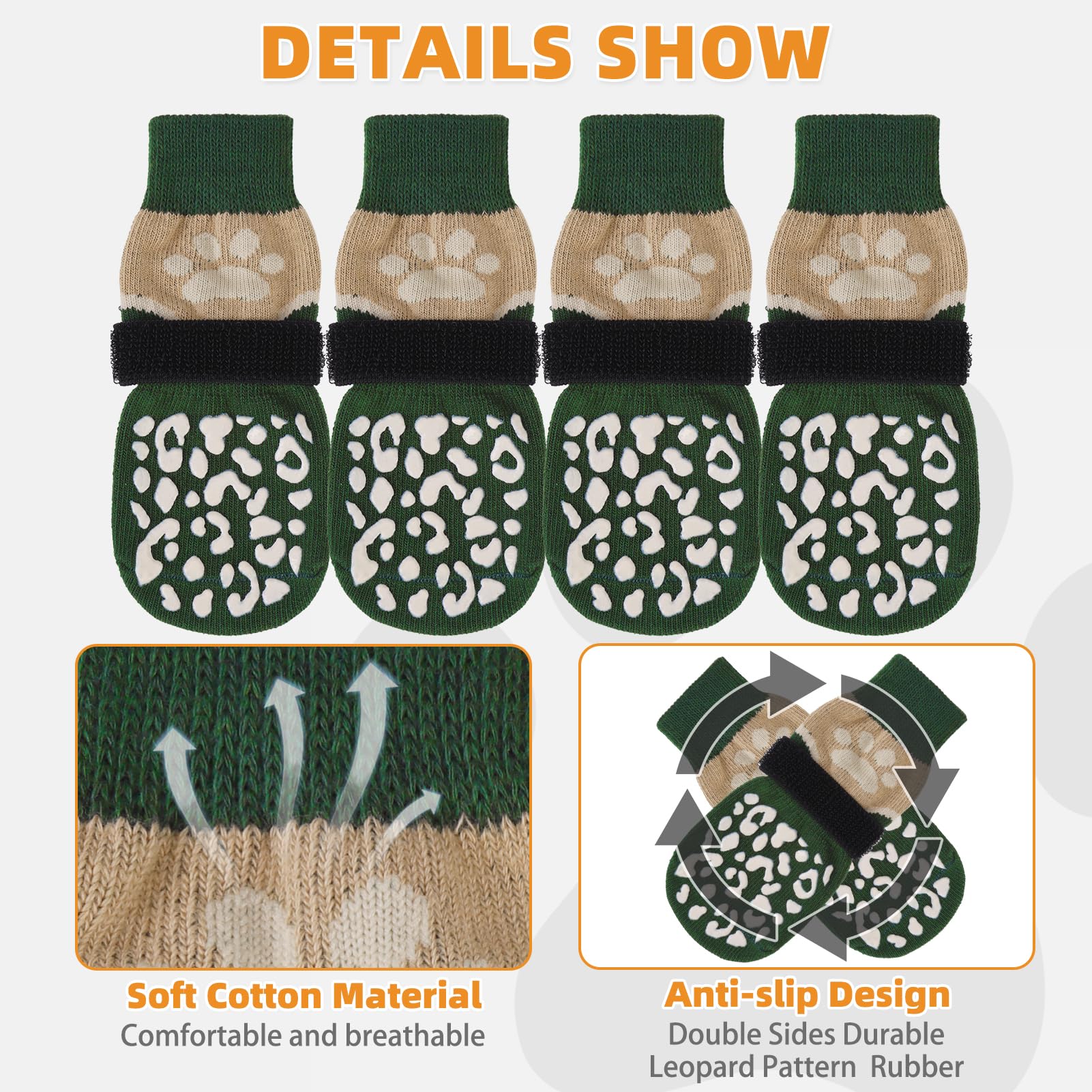 KOOLTAIL calcetines para patas con correa ajustable para ajuste seguro.