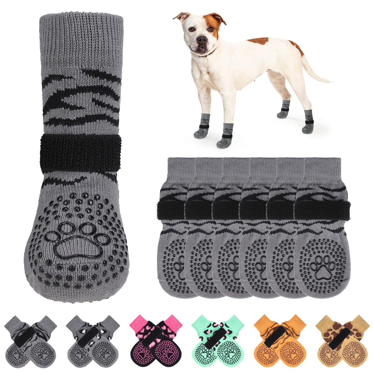 Kooltail calcetines para perros, vista frontal, mayor agarre en suelos de madera