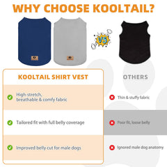 KOOLTAIL ajuste elástico y cómodo en camiseta para perro grande azul gris