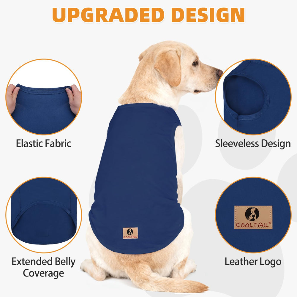 KOOLTAIL camiseta para perro grande azul gris espalda, diseño sin mangas